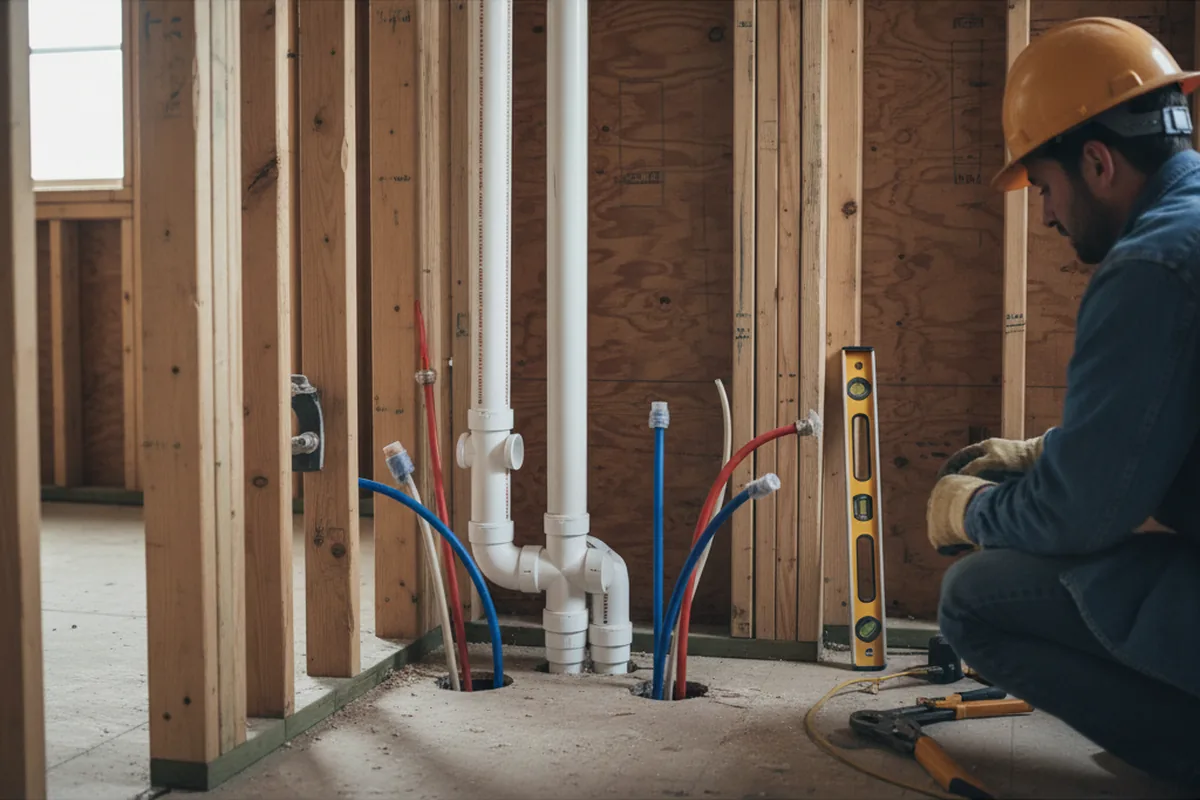 Drain and supply rough-in during Garbage Disposal Repair in Eureka